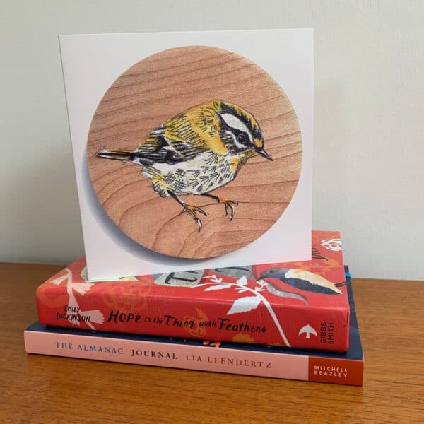 Tiny Goldcrest on wood Greetings Card - Image 5