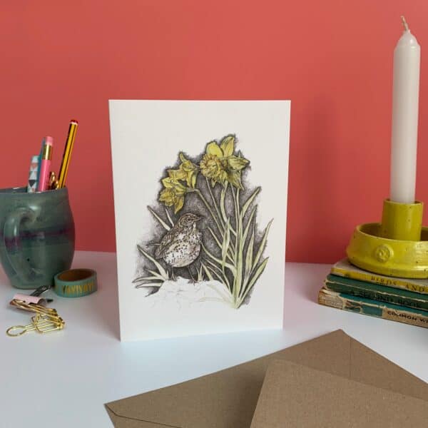 Songthrush and Sunlit Daffodils - Image 5