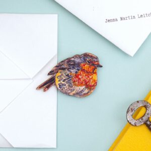 Blushing Robin Brooch