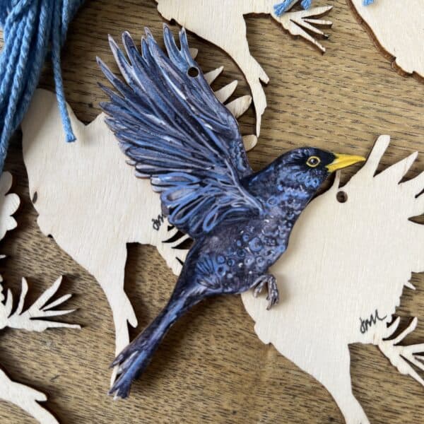 BRIGHT EYED BLACKBIRD organic cotton Tea Towel - Image 3