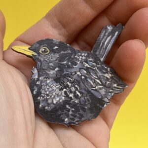 Cloudy Blackbird Brooch