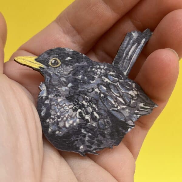 Cloudy Blackbird Brooch
