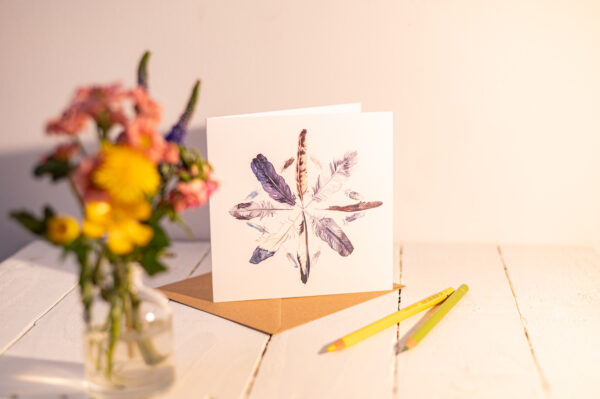 Snowflake Feathers Blank Artists Card