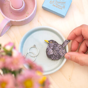 Cloudy Blackbird Brooch