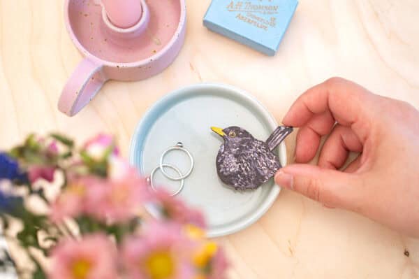 Cloudy Blackbird Brooch