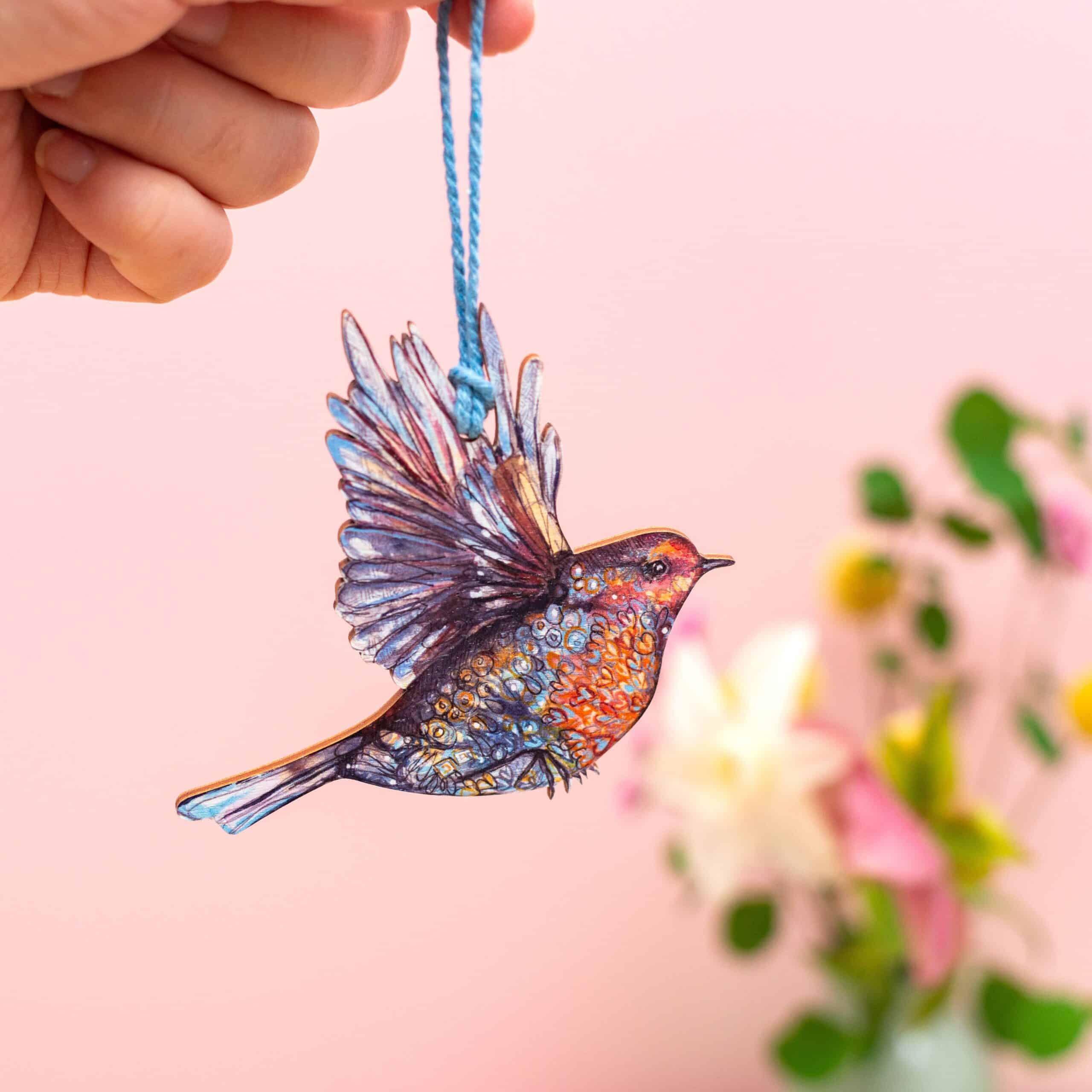 Love Robin Birdie In Flight Decoration