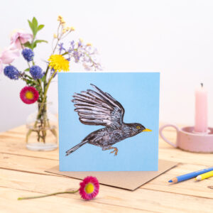 Big-Hearted Blackbird Greetings Card