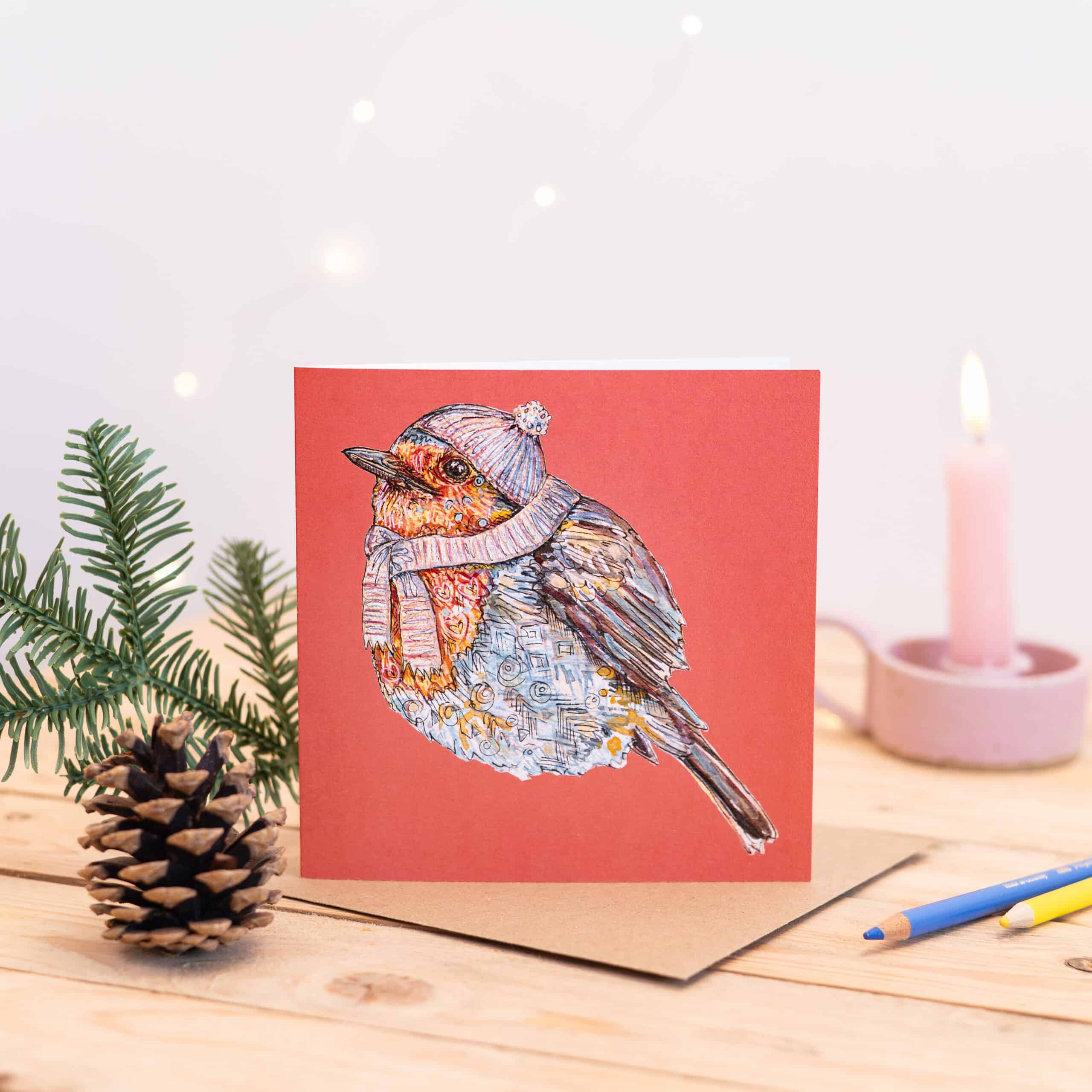 Bobble Robin Greetings Card