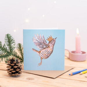 King of Birds (Wren in flight) Greetings Card