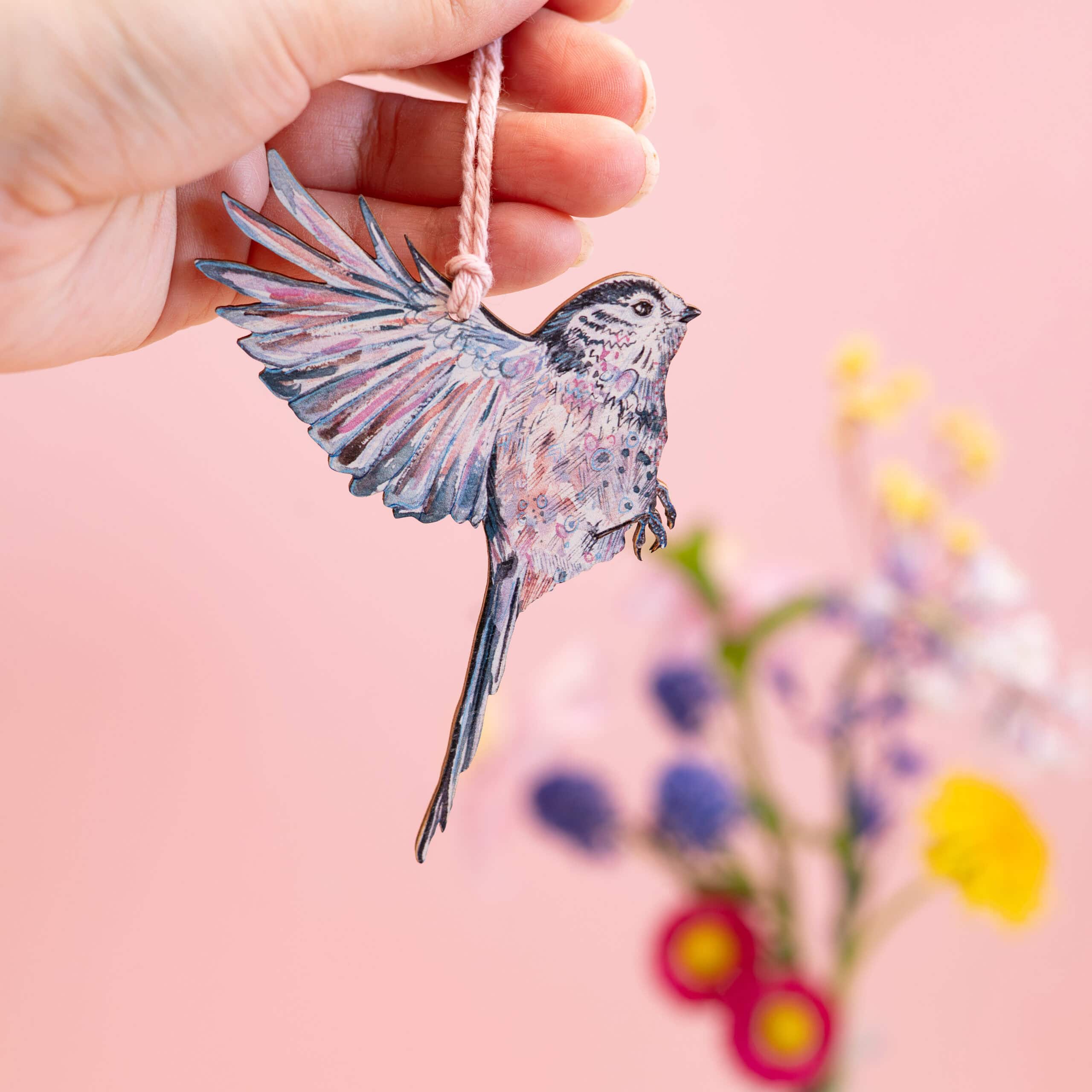 Long-tailed Tit Birdie in Flight Decoration