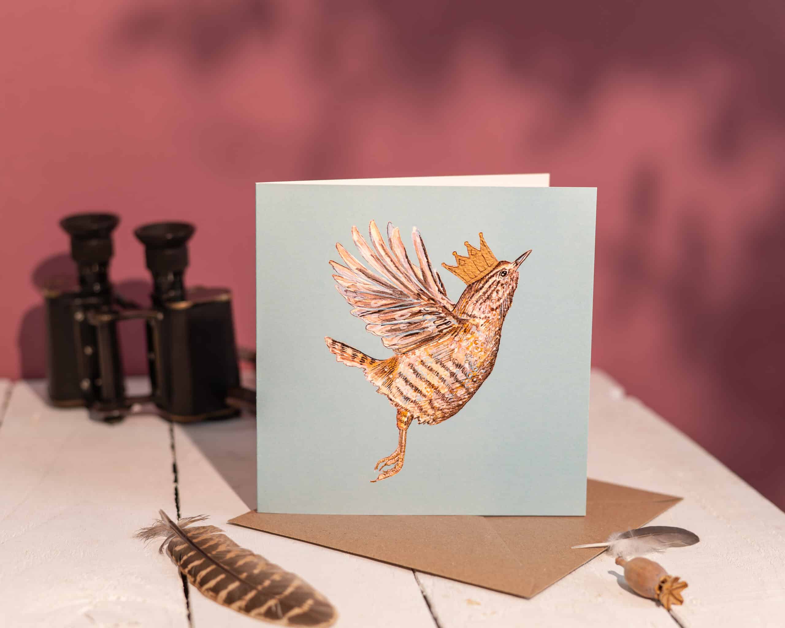 King of Birds (Wren in flight) Greetings Card - Image 2