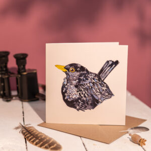 Cloudy Blackbird Greetings Card