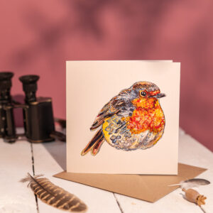 Blushing Robin Greetings Card
