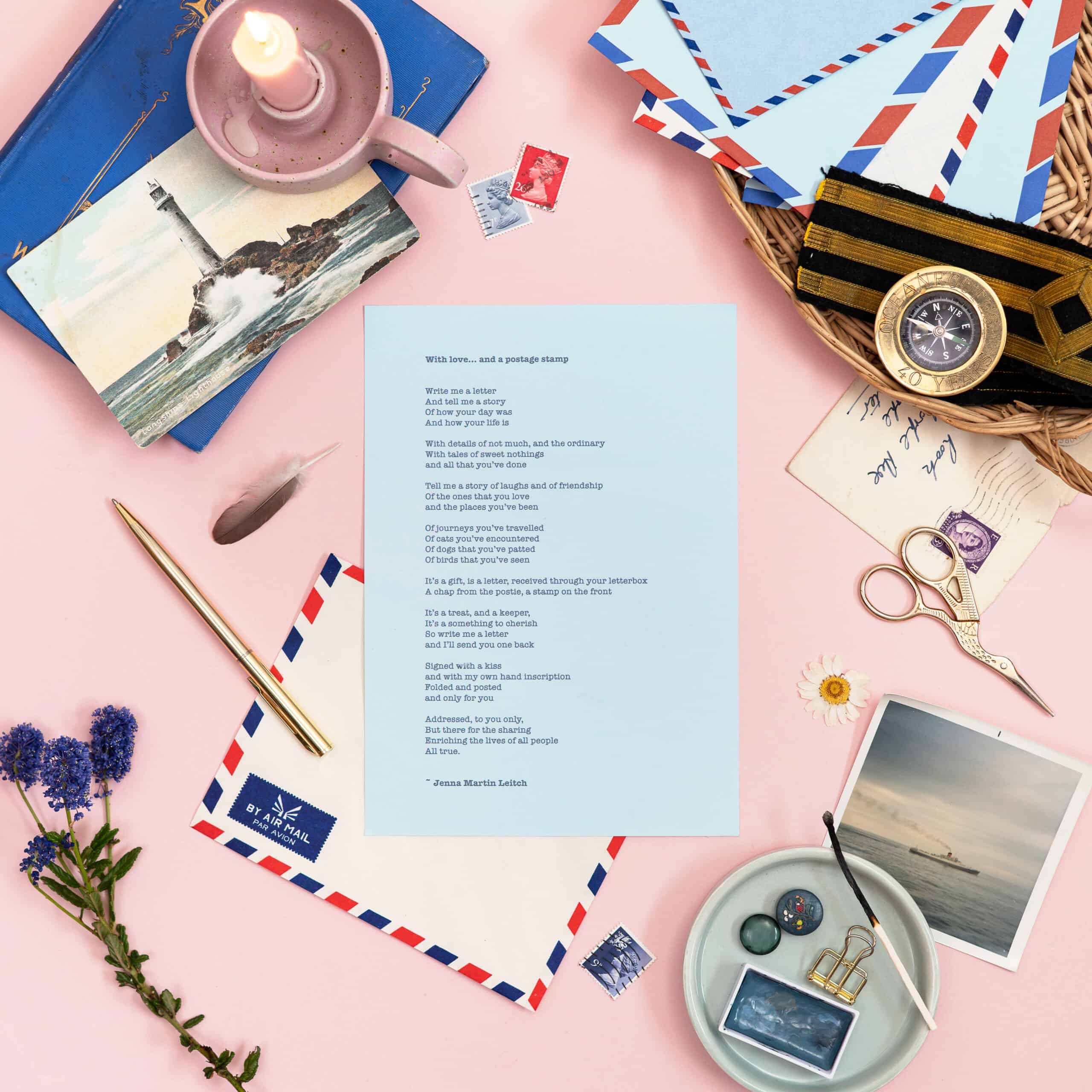 "With love... and a postage stamp" Printed Poem